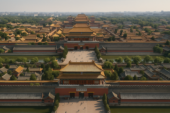 Aerial view of the Forbidden City in Beijing